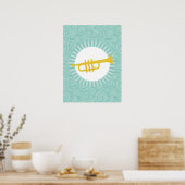 Trumpet Fun Turquoise Swirl Music Poster (Küche)