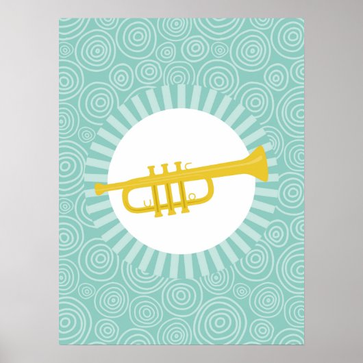 Trumpet Fun Turquoise Swirl Music Poster (Vorne)