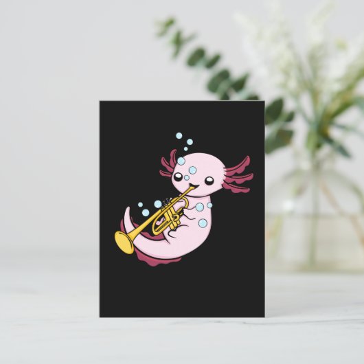 Trumpet Geschenk Kinder Marching Band Axolotl Trum Postkarte (Stehend Vorderseite)