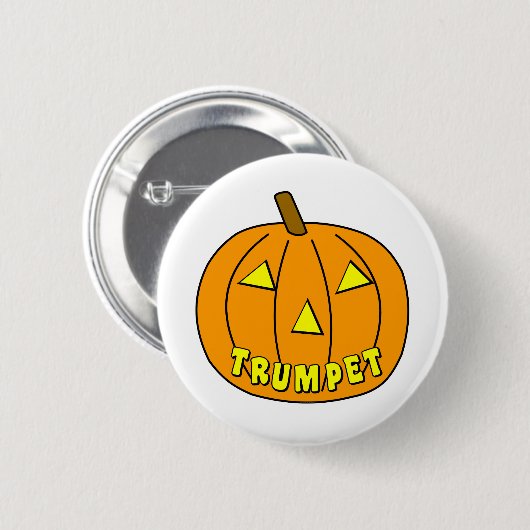 Trumpet Halloween Pumpkin Button (Vorne & Hinten)