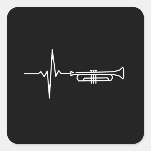 Trumpet Heartbeat Quadratischer Aufkleber (Vorderseite)