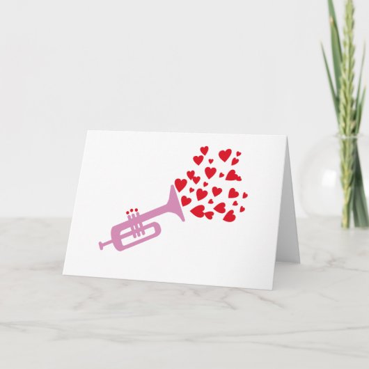 Trumpet Hearts Feiertagskarte (Vorderseite)