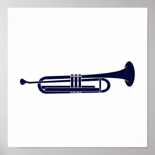 Trumpet Horizontal Solid Blue Musician Grafik Poster (Vorne)