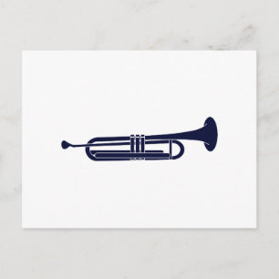 Trumpet Horizontal Solid Blue Musician Grafik Postkarte