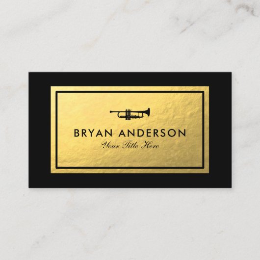 Trumpet - Imitate Gold Foil Business Card Visitenkarte (Vorderseite)