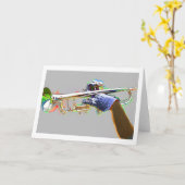 Trumpet in psychedelischen Farben hervorgehoben Karte (Gelbe Blume)