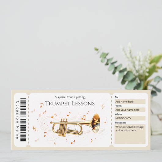  Trumpet Lessons Gift Certificate Einladung (Stehend Vorderseite)