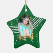 Trumpet Music Green Star Keramik Ornament (Links)