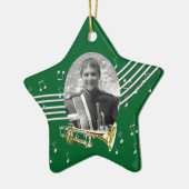 Trumpet Music Green Star Keramik Ornament (Links)