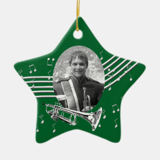 Trumpet Music Green Star Keramikornament