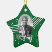 Trumpet Music Green Star Keramikornament (Links)