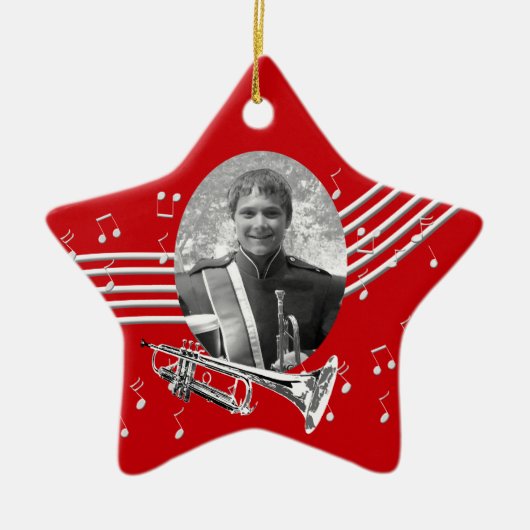 Trumpet Music Red Star Keramikornament (Vorne)