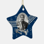 Trumpet Music Star Blue Keramik Ornament (Rechts)