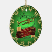 Trumpet ~ Musical Scroll ~ Frohe Weihnachten ~ * ~ Keramik Ornament (Rechts)