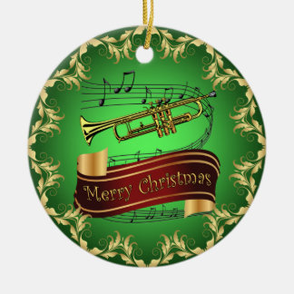 Trumpet ~ Musical Scroll ~ Frohe Weihnachten ~ * ~ Keramik Ornament