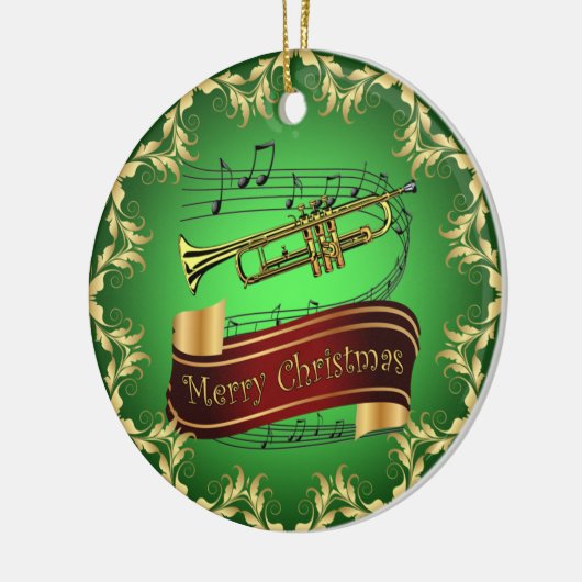 Trumpet ~ Musical Scroll ~ Frohe Weihnachten ~ * ~ Keramik Ornament (Links)