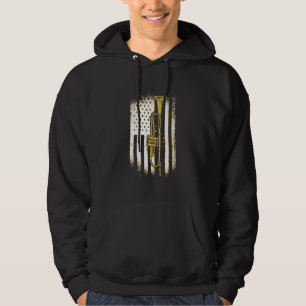 Trumpet Musician USA American Flag Trumpeter Jazz Hoodie