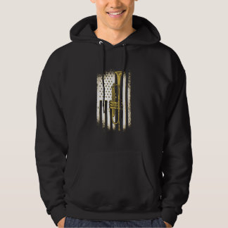 Trumpet Musician USA American Flag Trumpeter Jazz Hoodie
