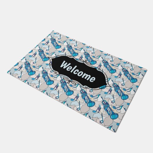 Trumpet-Musiknoten-Fragmente Fußmatte (Schrägansicht)