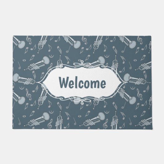 Trumpet Musiknoten Pattern Fußmatte (Vorderseite)