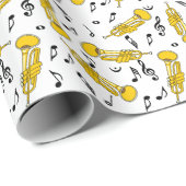 Trumpet Musiknoten Pattern Geschenkpapier (Rolleneckpunkt)