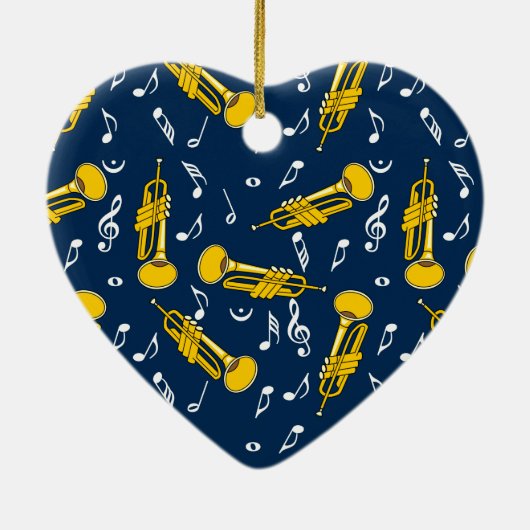 Trumpet Musiknoten Pattern Keramik Ornament (Hinten)