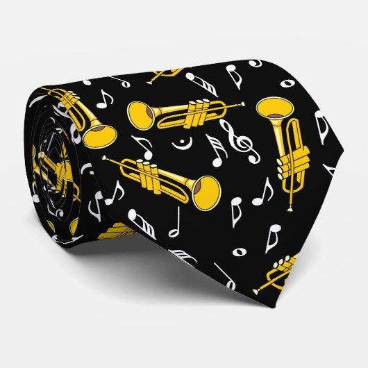 Trumpet Musiknoten Pattern Krawatte (Gerollt)