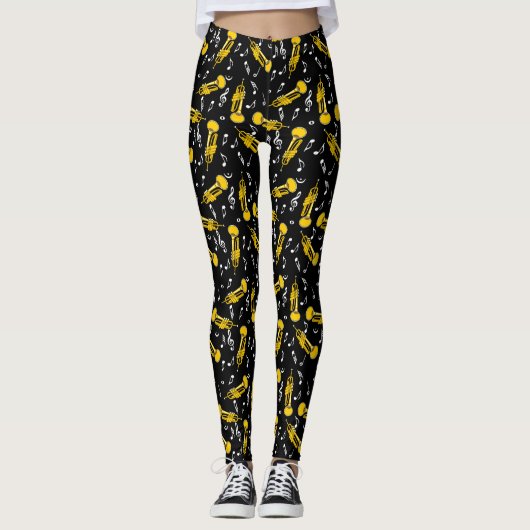 Trumpet Musiknoten Pattern Leggings (Vorderseite)
