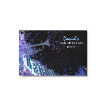 Trumpet & Piano Bar Bat Mitzvah Sign in Board