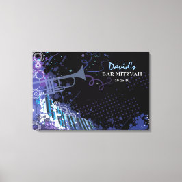 Trumpet & Piano Bar Bat Mitzvah Sign in Board Leinwanddruck