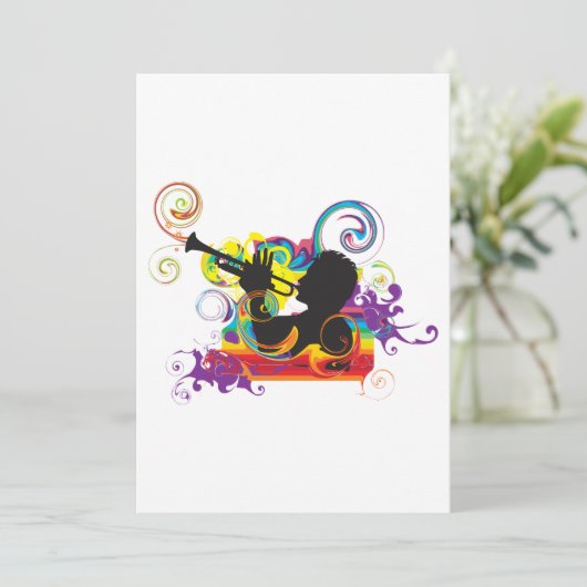 Trumpet Player Art Work Einladung (Stehend Vorderseite)