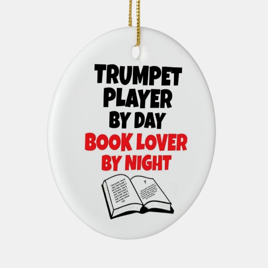 Trumpet Player by Day Book Lover by Night Keramik Ornament (Rechts)