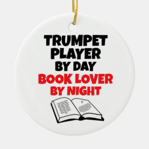 Trumpet Player by Day Book Lover by Night Keramik Ornament