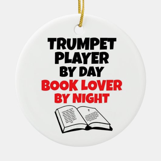 Trumpet Player by Day Book Lover by Night Keramik Ornament (Vorne)