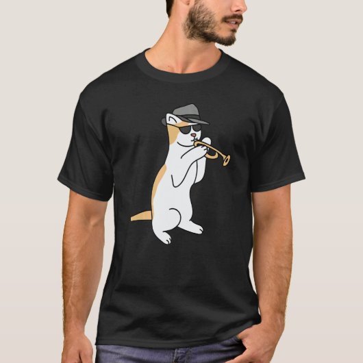 Trumpet Player Cat Jazz T-Shirt (Vorderseite)
