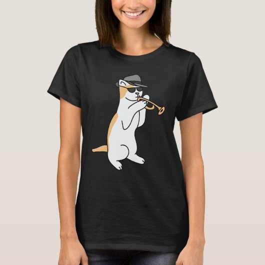 Trumpet Player Cat Jazz T-Shirt (Vorderseite)