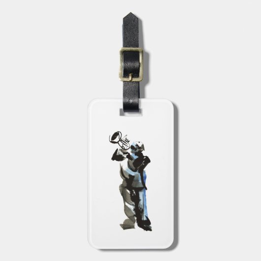 Trumpet Player Gepäckanhänger (Vorderseite vertikal)