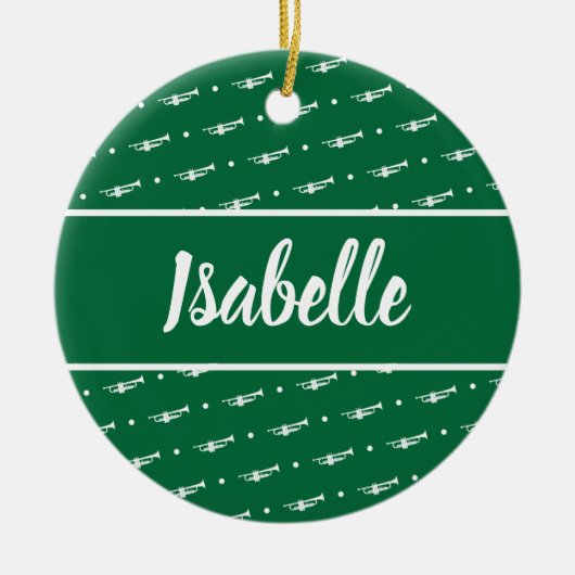 Trumpet Player Gift Personalisiert Musiker Green Keramik Ornament (Vorne)