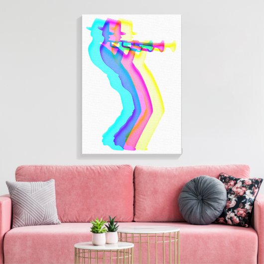 Trumpet Player Jazz Music Canvas Print Leinwanddruck (Insitu (Wohnzimmer))