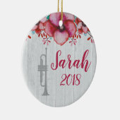 Trumpet Player Music Gift Floral Personalisiert Keramik Ornament (Rechts)