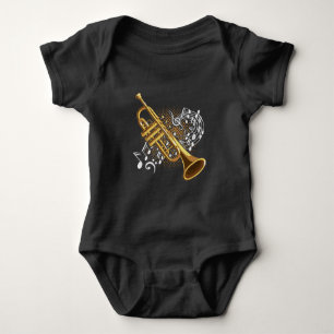 Trumpet Player Musical Notes Jazz Music Art Baby Strampler