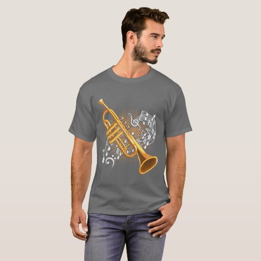 Trumpet Player Musical Notes Jazz Music Art friend T-Shirt (Vorne ganz)
