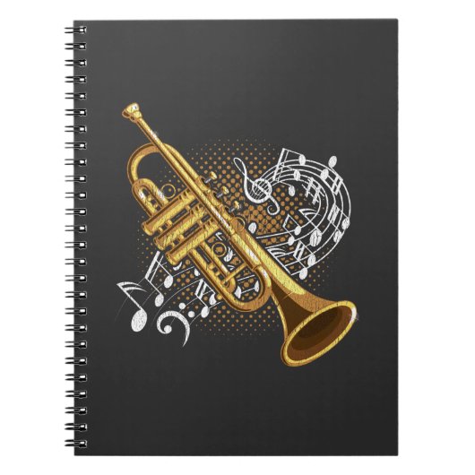 Trumpet Player Musical Notes Jazz Music Art Notizblock (Vorderseite)