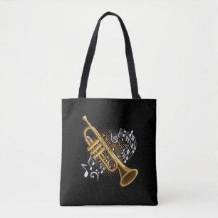 Trumpet Player Musical Notes Jazz Music Art Tasche