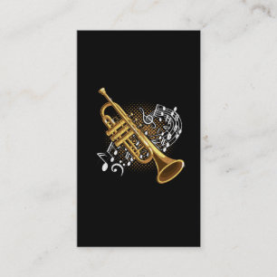 Trumpet Player Musical Notes Jazz Music Art Visitenkarte