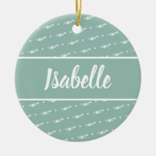 Trumpet Player Musician Gift Personalisiert Green Keramik Ornament