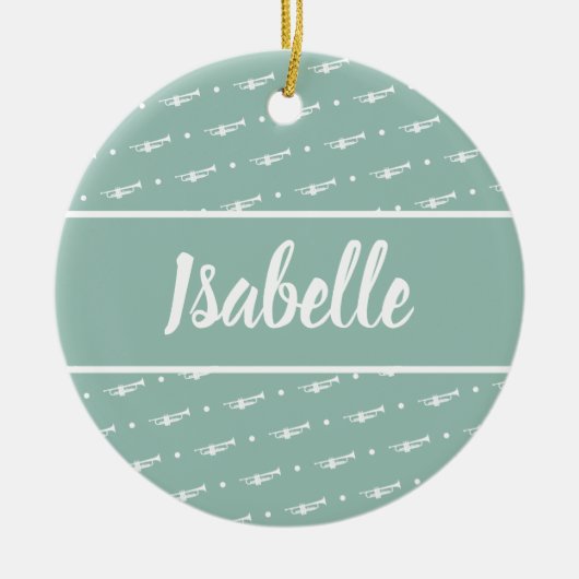 Trumpet Player Musician Gift Personalisiert Green Keramik Ornament (Vorne)