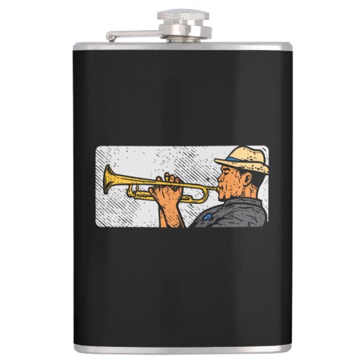 Trumpet Player Retro Trumpet Jazzmusik Flachmann (Vorderseite)