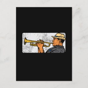 Trumpet Player Retro Trumpet Jazzmusik Postkarte