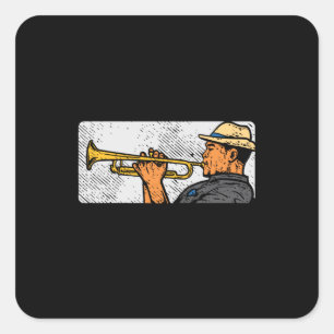 Trumpet Player Retro Trumpet Jazzmusik Quadratischer Aufkleber